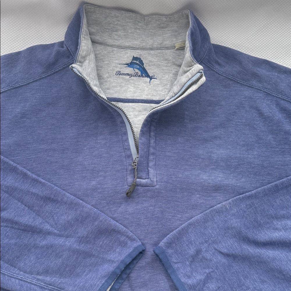 Tommy Bahama Two-Tone Blue Zip-Up Sweater - XL